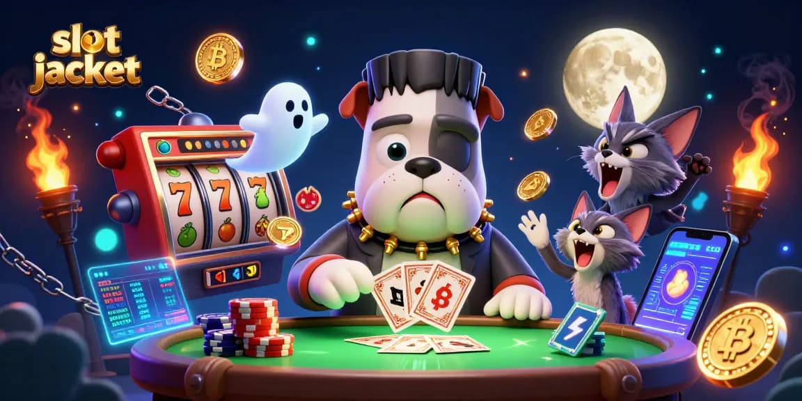 Menggali slot jackpot di Heroslot88 dengan karakter kartun unik dan elemen kasino menarik.