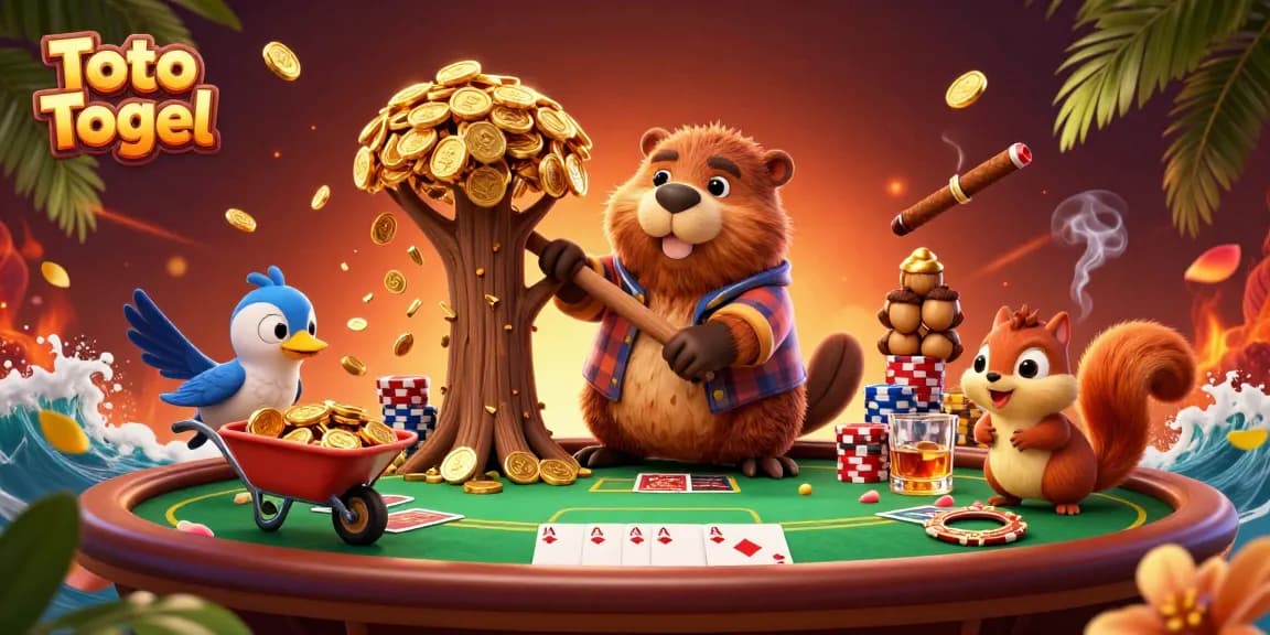 Permainan Toto Togel yang menampilkan karakter lucu dan elemen kasino yang menarik.