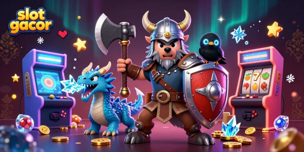 Experience the excitement of slot gacor with a Viking wolf, fierce dragon, and arcade elements!