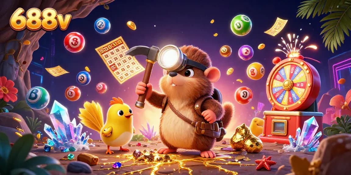 Engage with 688v's vibrant gaming world, where animated treasures and lottery excitement come alive.