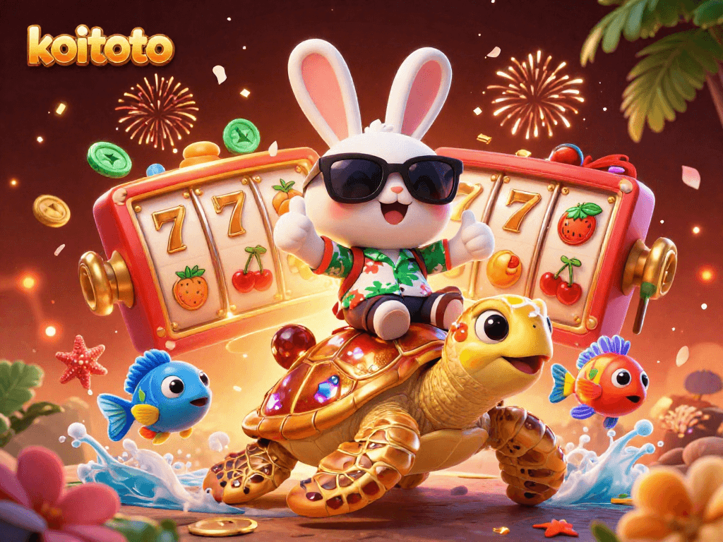 Koitoto menghadirkan jackpot menang bermain slot dengan karakter kelinci dan kura-kura 3D