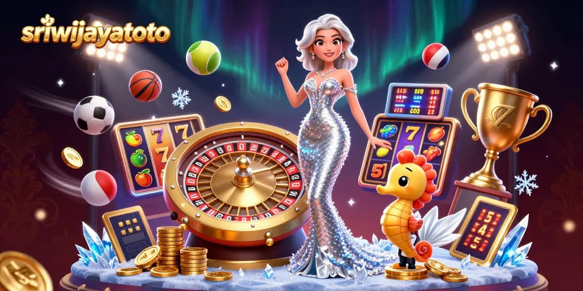 Experience thrilling wins at sriwijayatoto with vibrant casino illustration featuring roulette and slot gaming.