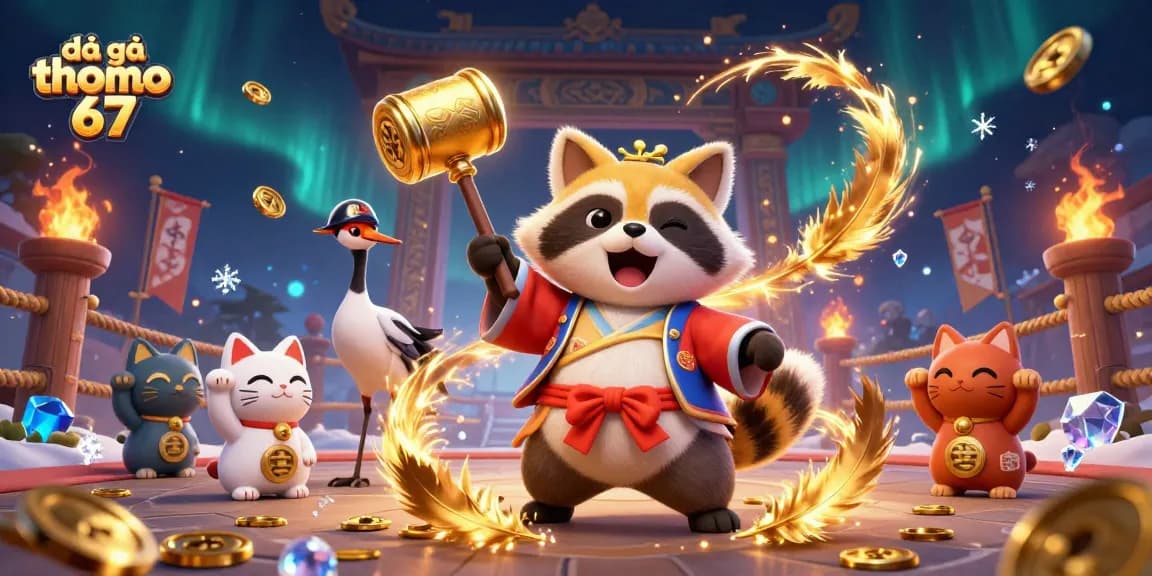 Experience the excitement of đá gà thomo 67 in this vibrant scene with animated characters and rich gambling elements.