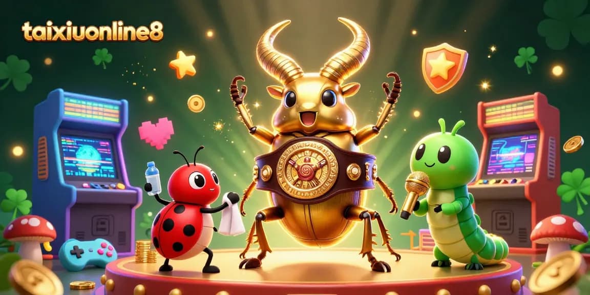 Experience thrilling gameplay at taixiuonline8 with vibrant casino-themed characters in a colorful arcade setting.