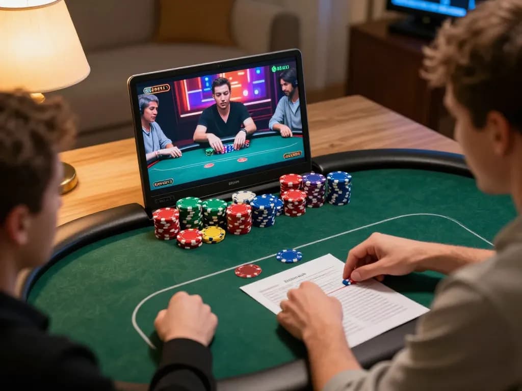 Engaged players in an online Qh888 poker game showcasing strategic betting efforts.