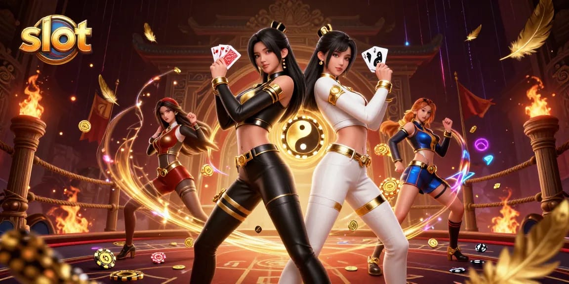 Engaging slot gaming scene featuring captivating Asian women and dynamic casino elements.