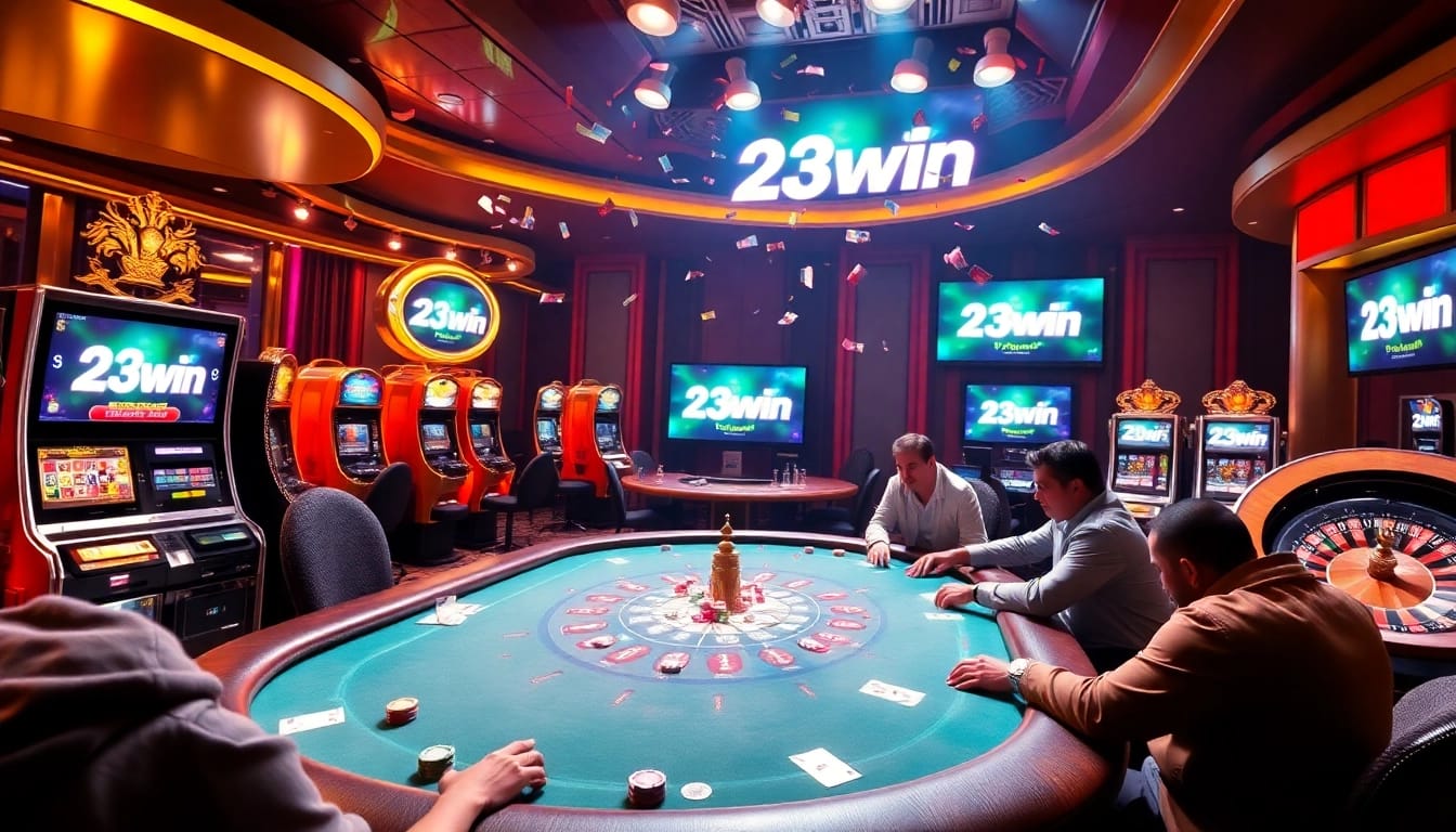 Play thrilling games at 23win, featuring dynamic poker action and vibrant slot machines.