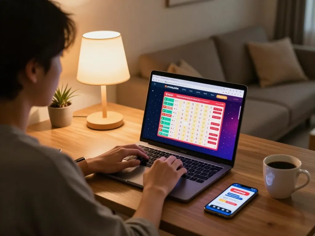 Engaging in online betting on yowesjp daftar for lottery results in a cozy home setting