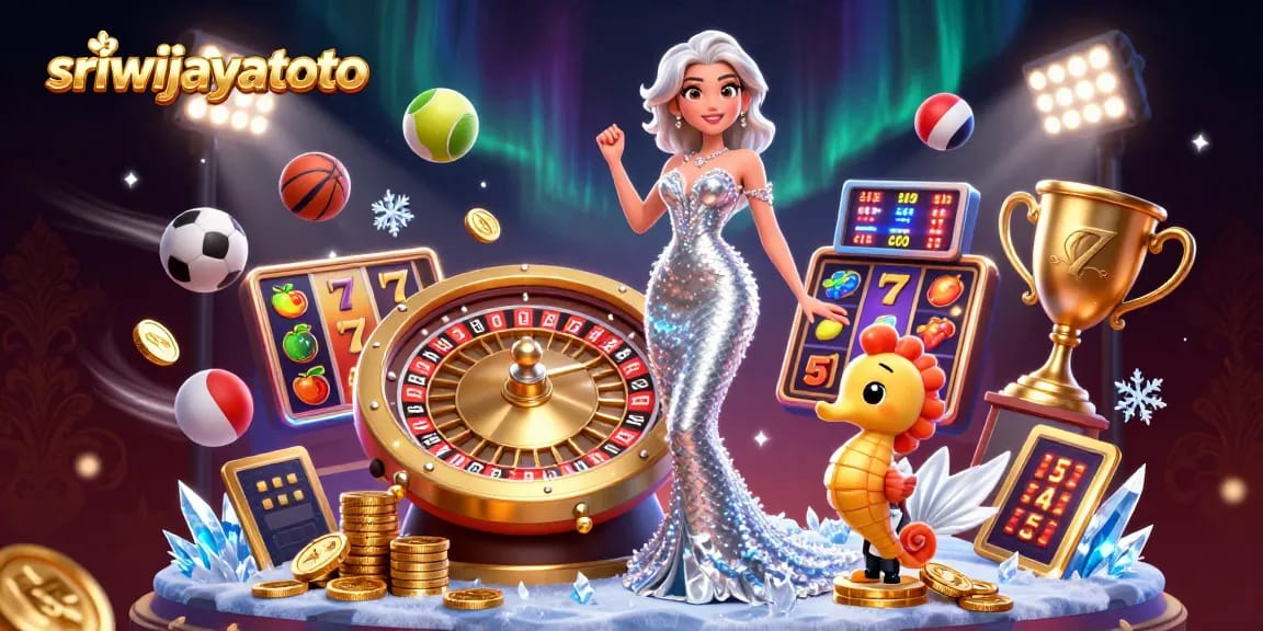 Experience thrilling wins at sriwijayatoto with vibrant casino illustration featuring roulette and slot gaming.