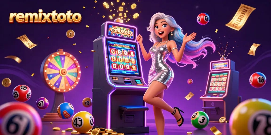 Experience the thrill of remixtoto with vibrant colors, a celebratory atmosphere, and dynamic gaming elements.