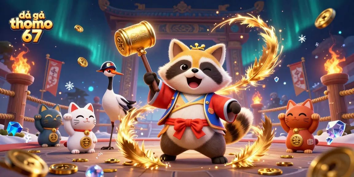 Experience the excitement of đá gà thomo 67 in this vibrant scene with animated characters and rich gambling elements.