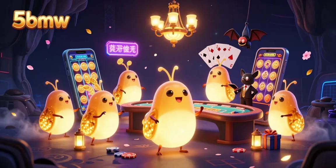 Experience the thrill of gaming at 5bmw with glowing insights in a vibrant casino scene.