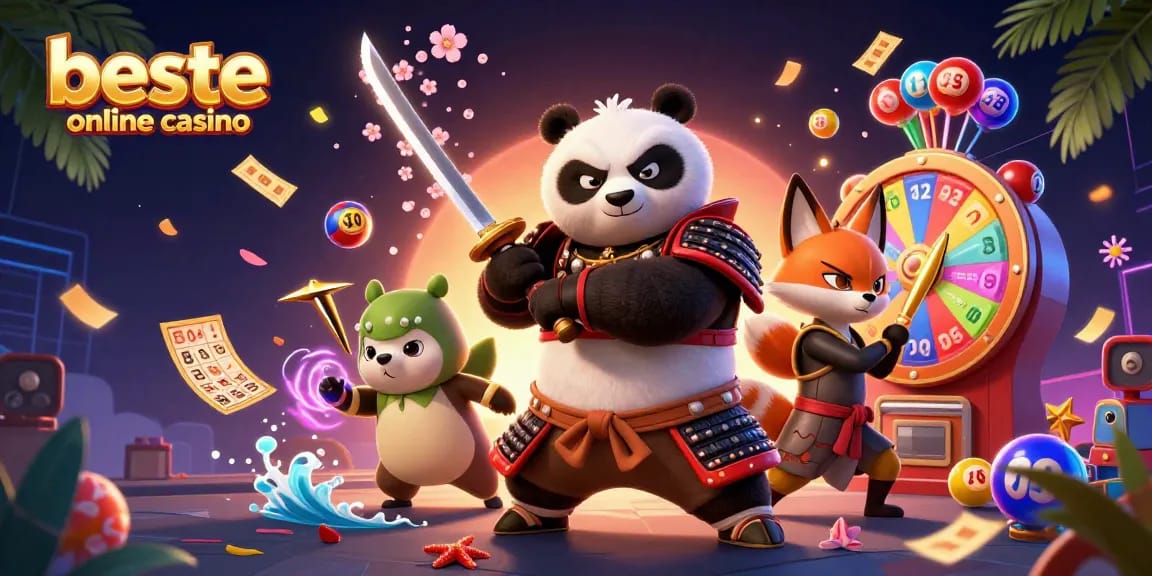 Experience the excitement of the beste online casino with vibrant characters and casino elements.