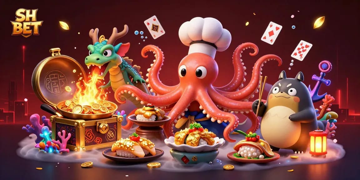 Experience thrilling action with SH BET in this vibrant casino-themed illustration featuring lively characters and dynamic gaming elements.