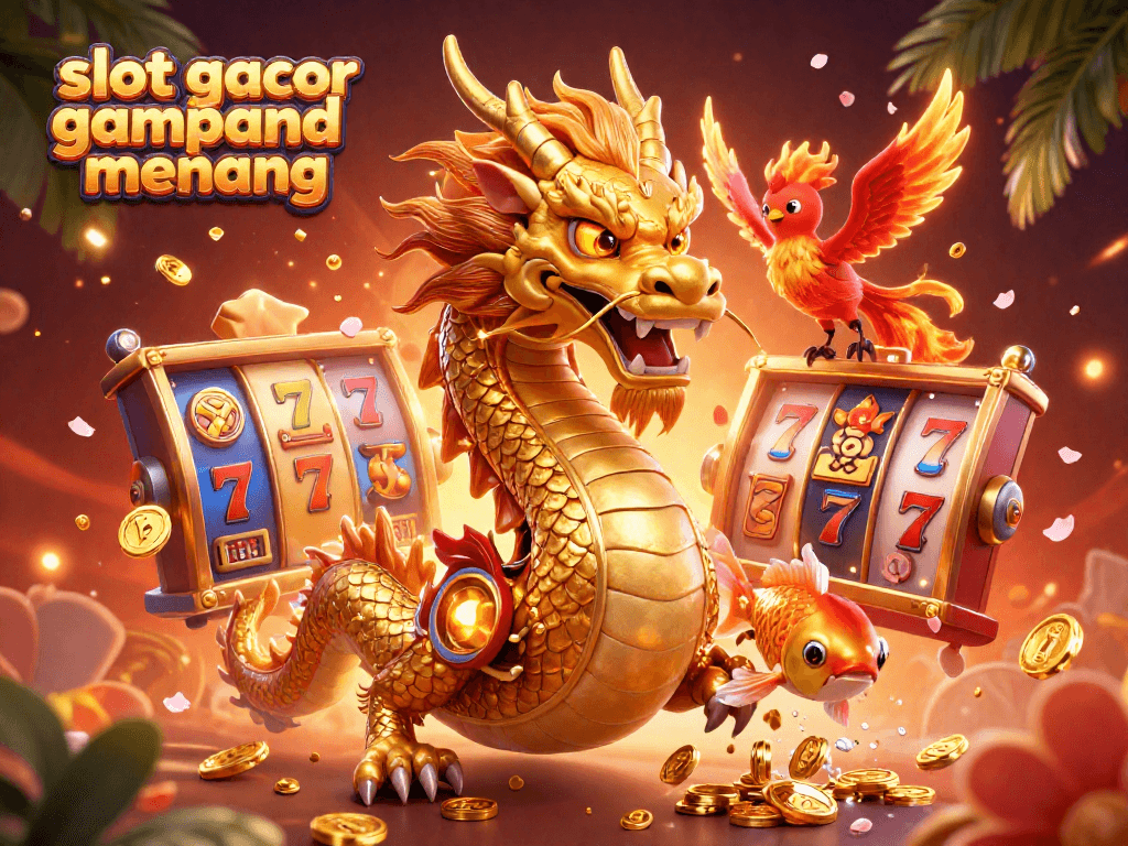 Spin and win with slot gacor gampang menang in this vibrant casino-themed 3D illustration.