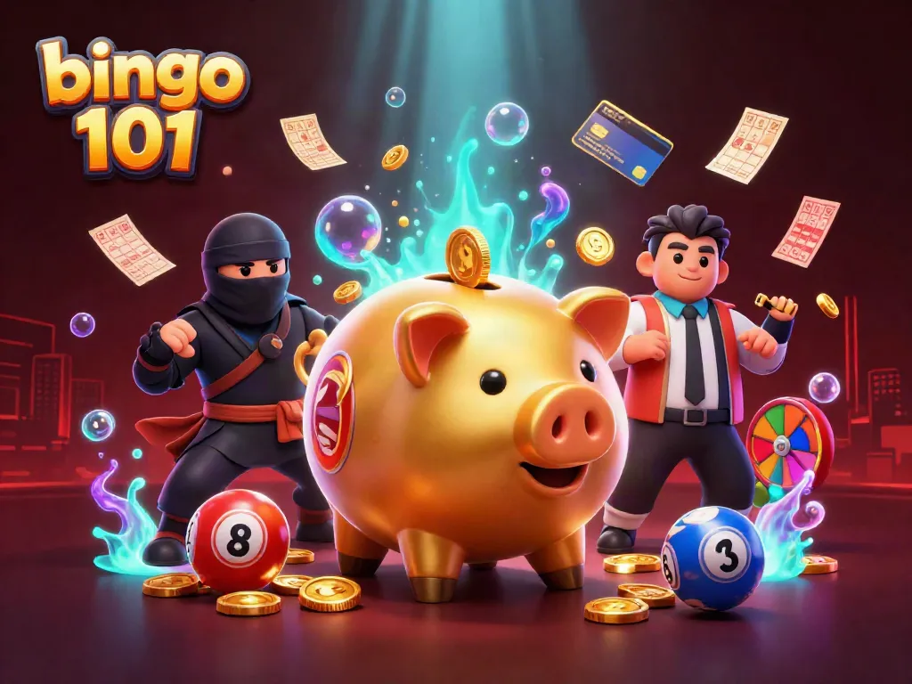 Experience exciting gameplay with Bingo 101's animated piggy bank character, captivating players worldwide.