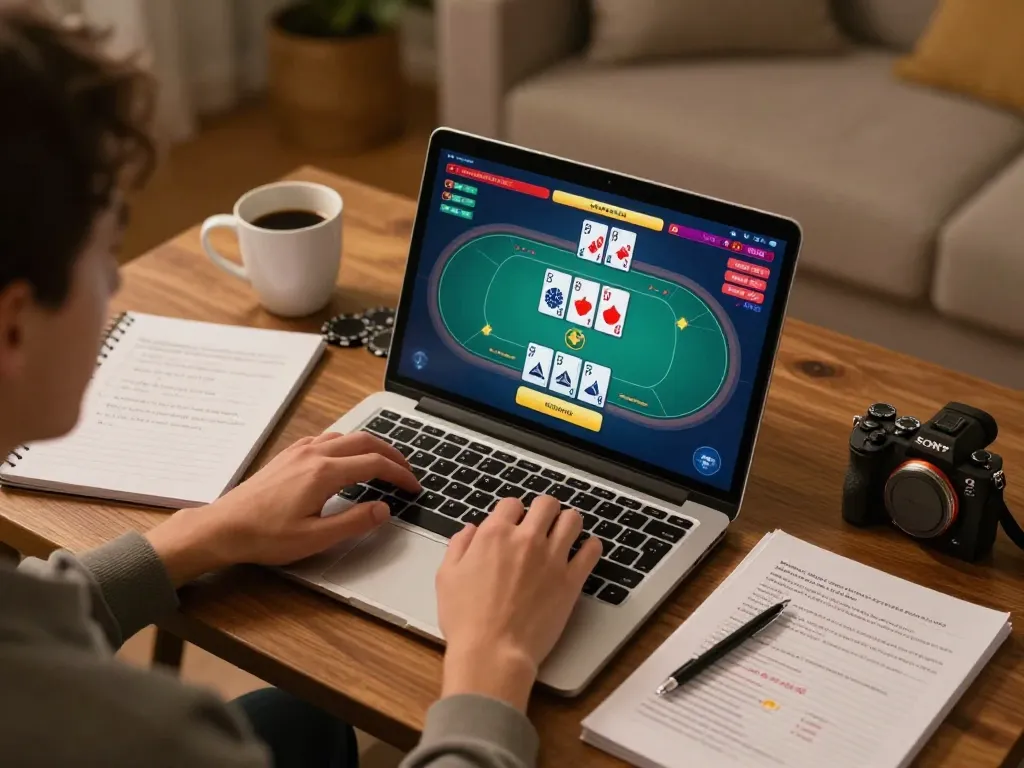 Berkelindan dengan permainan poker online kenzototo di rumah, menampilkan strategi permainan dan suasana yang nyaman.