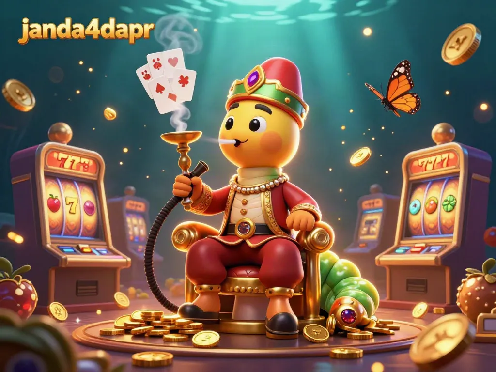 Fitur menarik janda4dapr dengan simbol poker dan mesin slot yang berputar penuh warna.