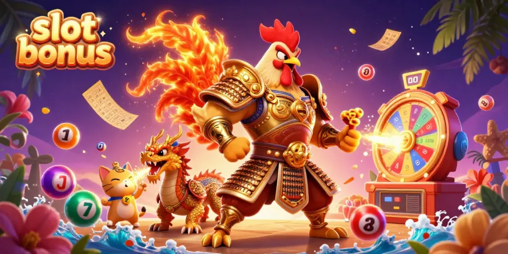 Engage in thrilling slot bonus action with dynamic casino characters and vibrant game elements.