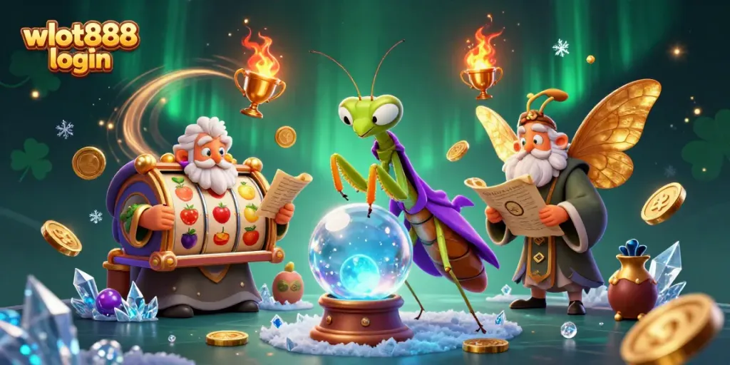 Memainkan wslot888 login dengan slot reels dan simbol buah yang berwarna-warni dalam ilustrasi unik.