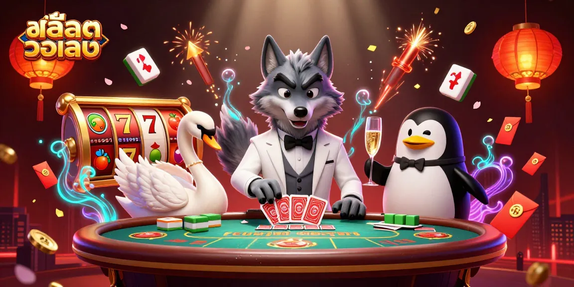 Spin and win at สล็อตวอเลท with vibrant 3D characters in an animated casino scene.