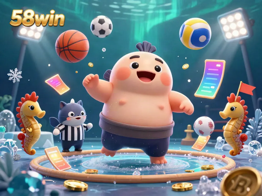 Join the excitement at 58win with dynamic sports elements and a lively underwater scene.