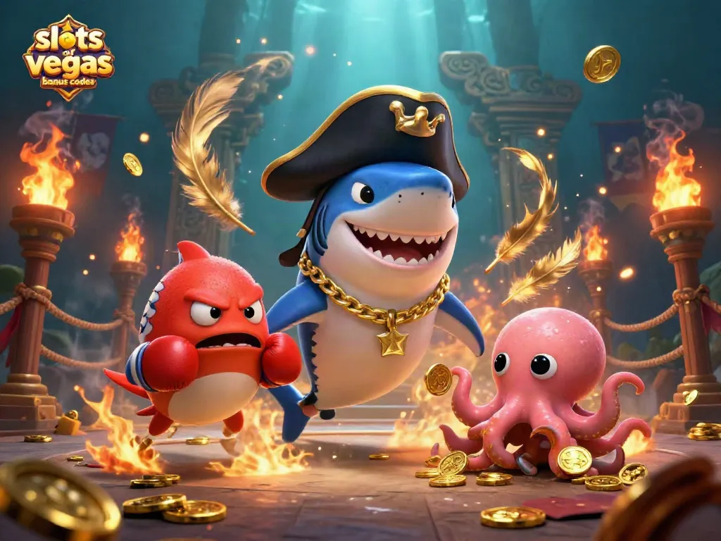 Engage with slots of vegas bonus codes while encountering a dynamic casino adventure scene featuring lively characters.
