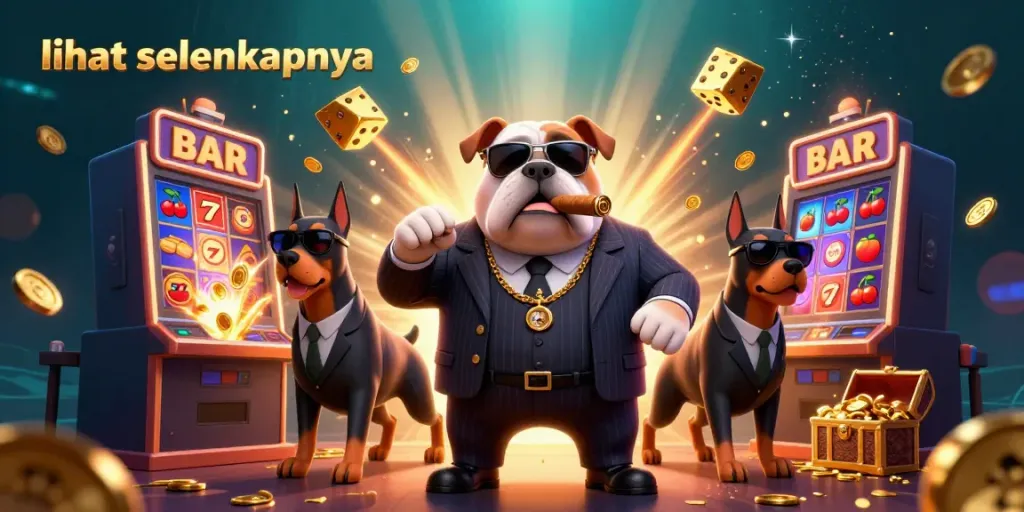Permainan slot menarik dengan melihat selengkapnya karakter kasino dalam ilustrasi 3D yang penuh warna.