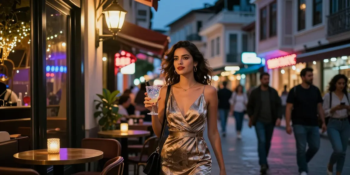 Sefaköy Escort enjoying a night out in a stylish urban setting, highlighting lively nightlife.