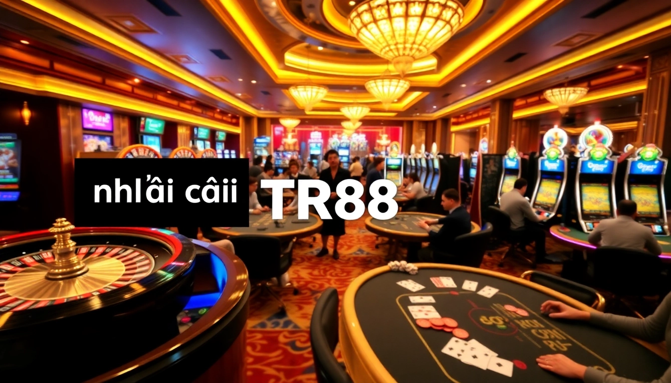 Experience the thrill of gambling at nhà cái TR88 with vibrant casino games and players immersed in action.