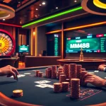 Experience thrilling gameplay at mm88 casino with vibrant poker tables and engaging betting activities.