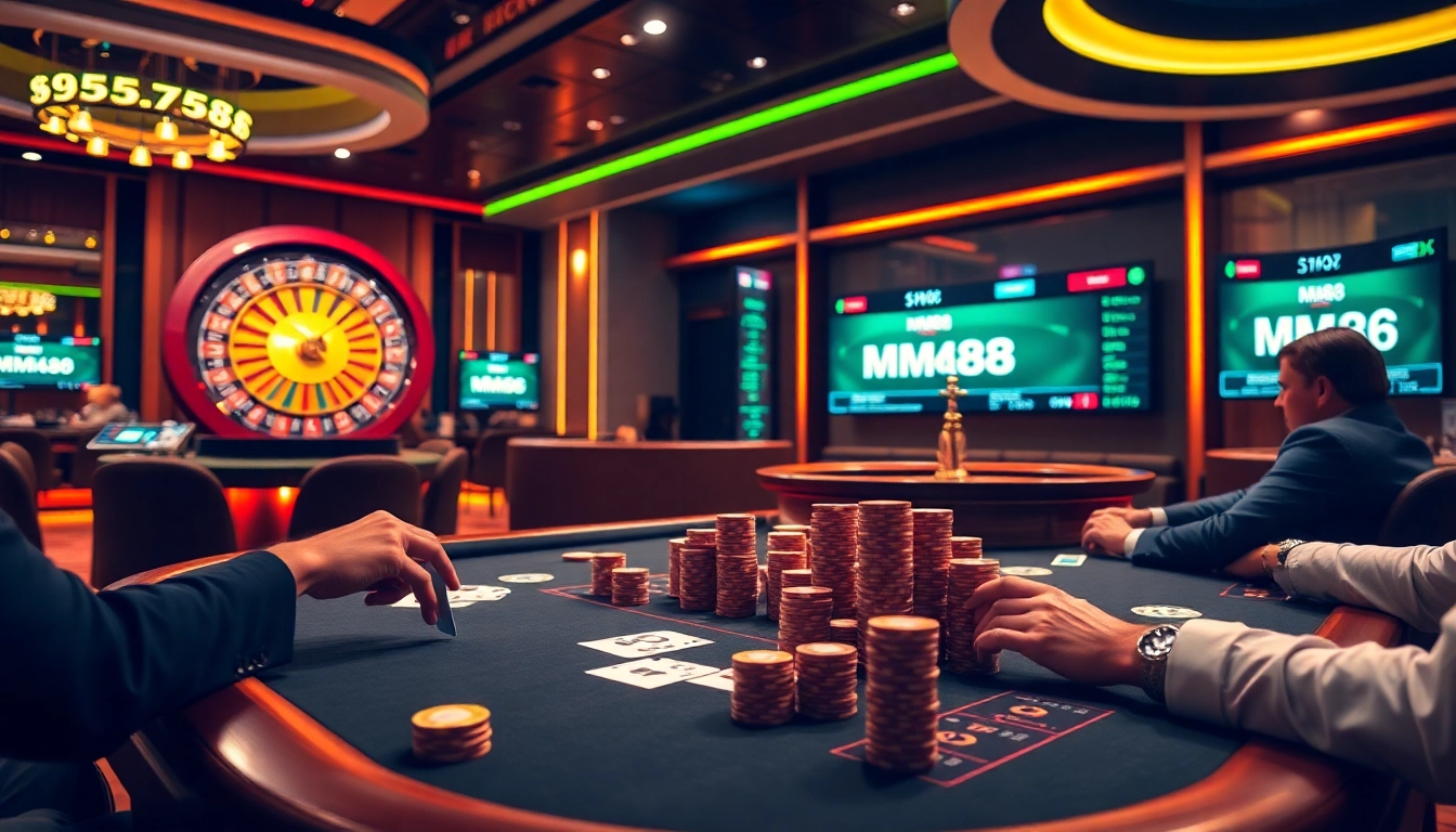 Experience thrilling gameplay at mm88 casino with vibrant poker tables and engaging betting activities.
