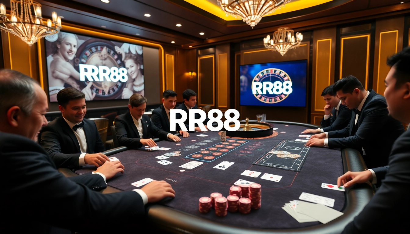 Experience thrilling gameplay at RR88 with a luxurious poker table and vibrant chips.