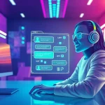 Juicy AI chatbot interface in a modern workspace with vibrant colors.