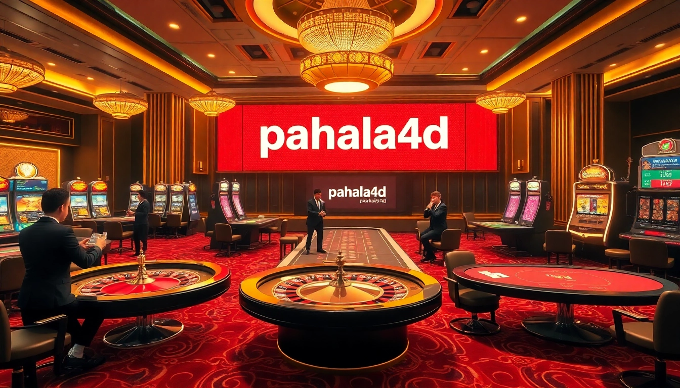 Pahala4d offers an exciting casino atmosphere with roulette wheels and lively players betting.
