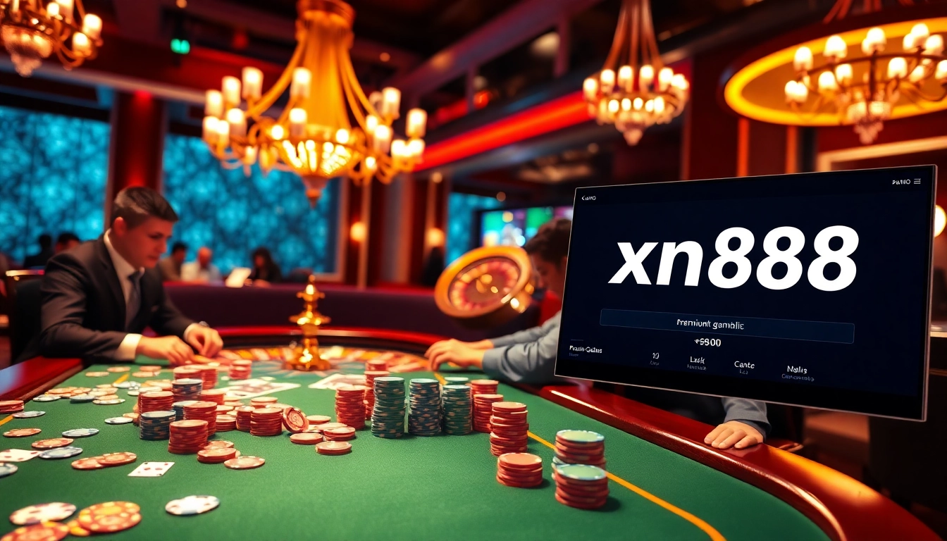 Engage with the thrill of online gambling by exploring the xn88 link at a vibrant casino table.