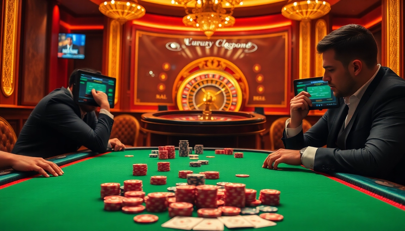 Players strategizing their bets on luxury138's vibrant online gambling interface.