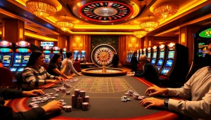 x88 casino players enjoying thrilling action at a luxurious gaming table with vibrant colors