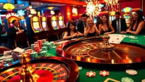 Experience excitement at bro138's New Year celebration with colorful cards and chips at a lively casino.