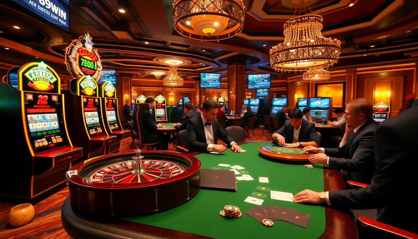Betting action at a vibrant casino scene highlighting 789win com’s exciting games.