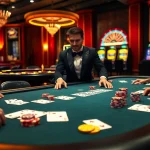 Players engaged in a thrilling game with poker chips and cards at the tg88 sale casino.