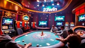 Play thrilling games at 23win, featuring dynamic poker action and vibrant slot machines.