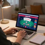 Engaging gameplay on B52CLUB with colorful poker interface and cozy home setup