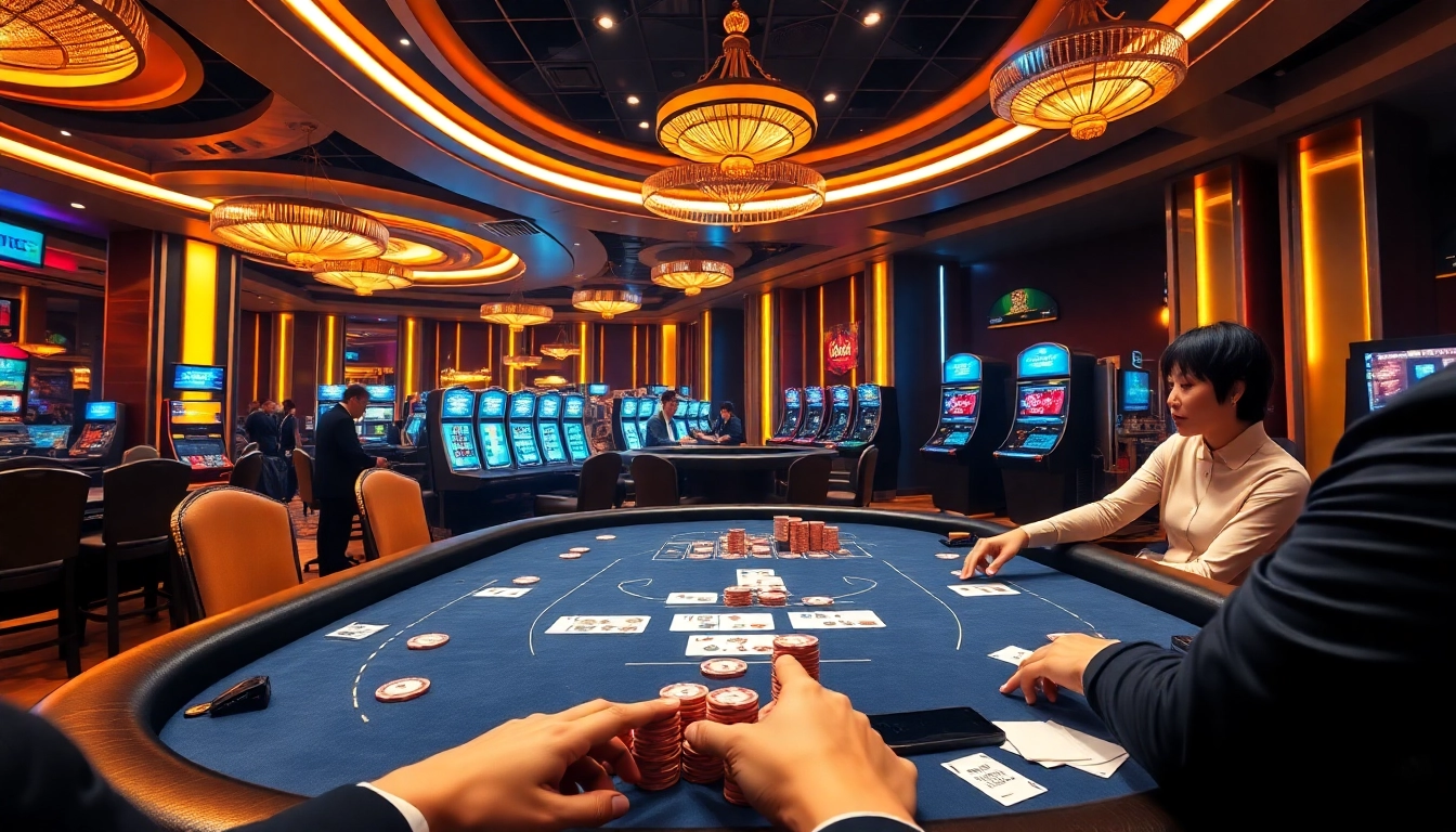 Experience the thrilling atmosphere of F8BET with vibrant casino elements and high-stakes poker.