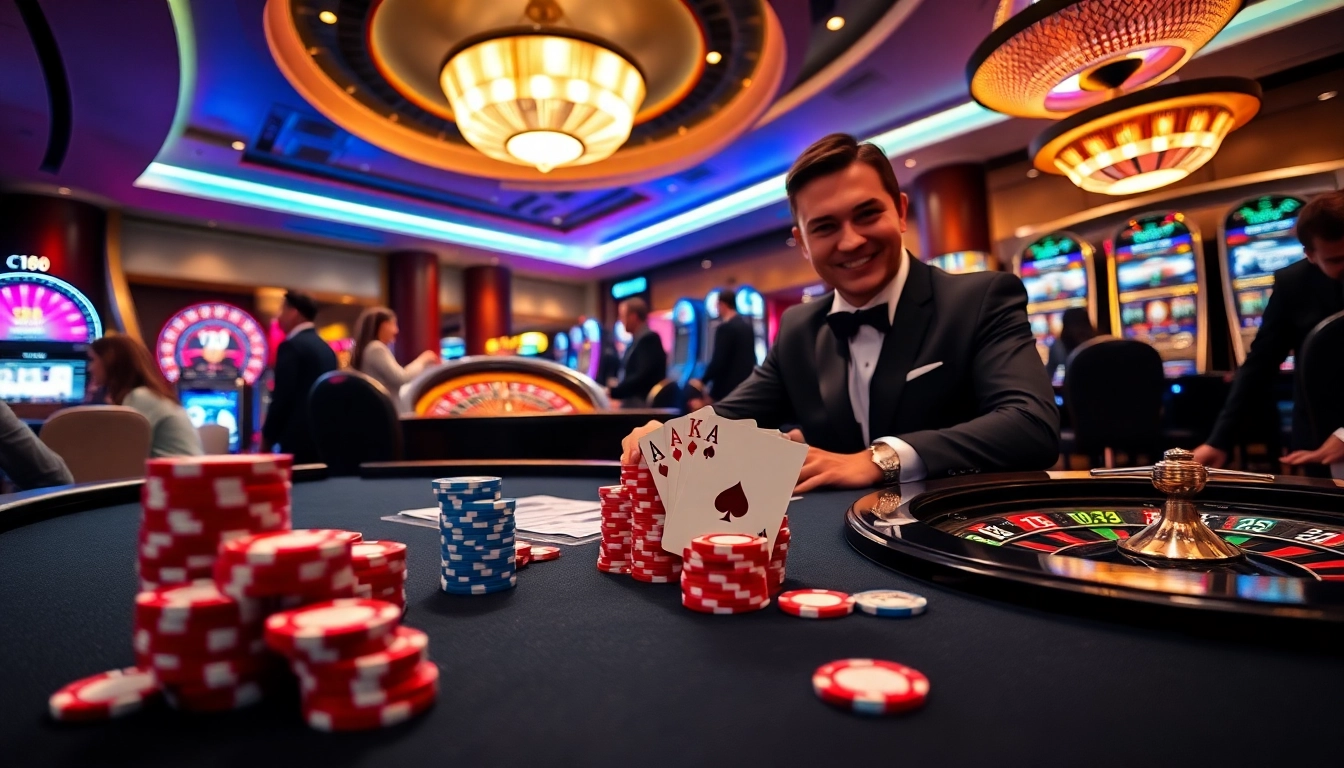 C168 engages players with thrilling casino experiences featuring poker chips and a lively atmosphere.