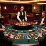 Players engaged at a roulette table in aman788 casino, showcasing a thrilling gambling experience.