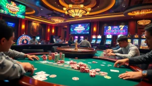 Engaging gamblers with lc88 đăng nhập while capturing the thrill of high-stakes poker and vibrant casino energy.
