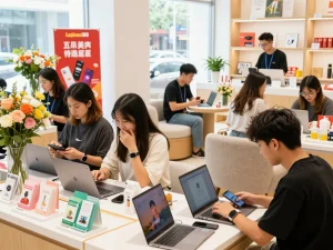 Ruang e-commerce yang cerah menampilkan laoban188 dengan orang dewasa muda berbelanja produk delta-8.