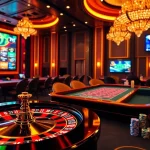 Players enjoying thrilling online gambling at rr88.com with vibrant poker chips and roulette wheels.