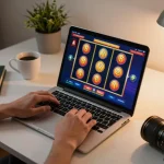 Pemain yang bermain slot online aman788 di laptop dalam suasana rumah yang nyaman, menunjukkan sensasi perjudian uang sungguhan.